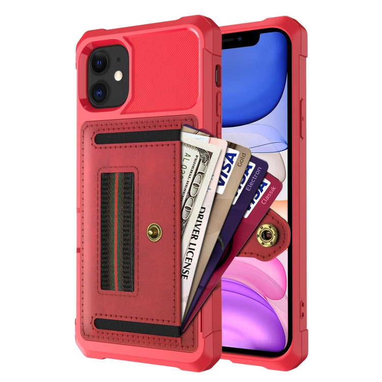 For iPhone 11 ZM06 Card Bag TPU + Leather Phone Case