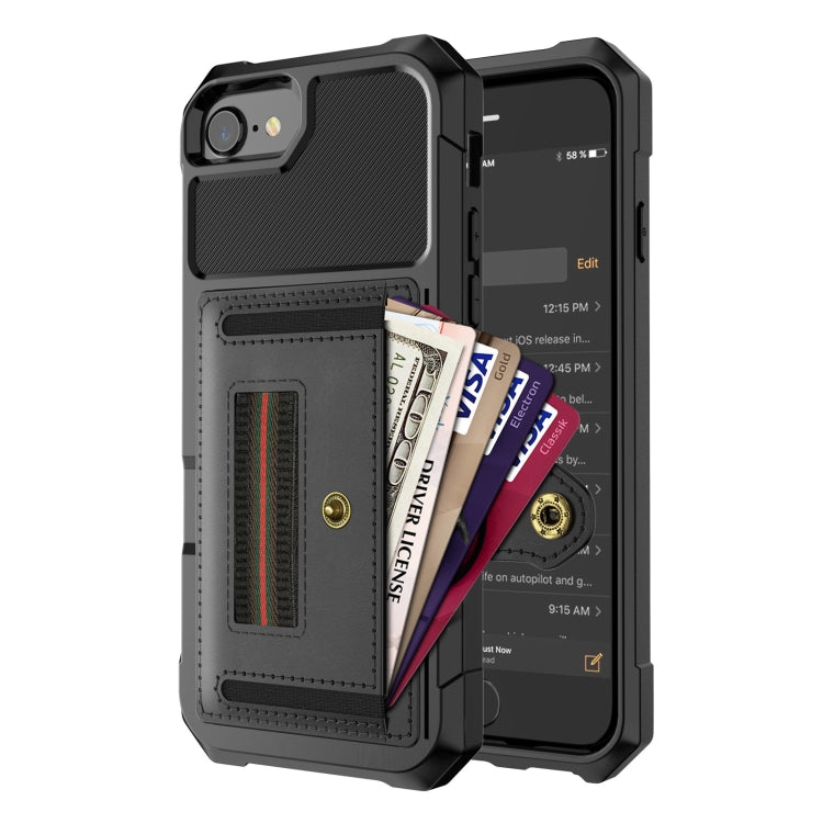 For iPhone SE 2022 / SE 2020 / 8 / 7 / 6 ZM06 Card Bag TPU + Leather Phone Case