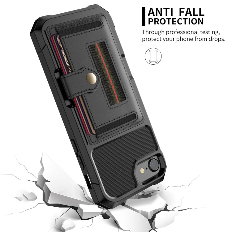 For iPhone SE 2022 / SE 2020 / 8 / 7 / 6 ZM06 Card Bag TPU + Leather Phone Case