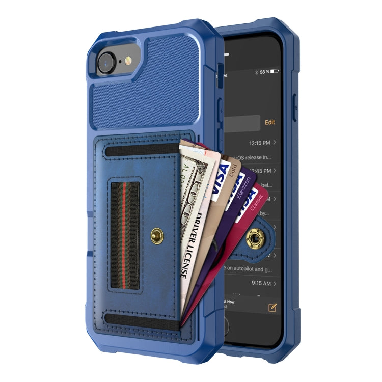 For iPhone SE 2022 / SE 2020 / 8 / 7 / 6 ZM06 Card Bag TPU + Leather Phone Case