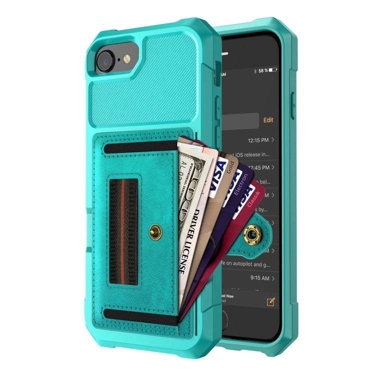 For iPhone SE 2022 / SE 2020 / 8 / 7 / 6 ZM06 Card Bag TPU + Leather Phone Case