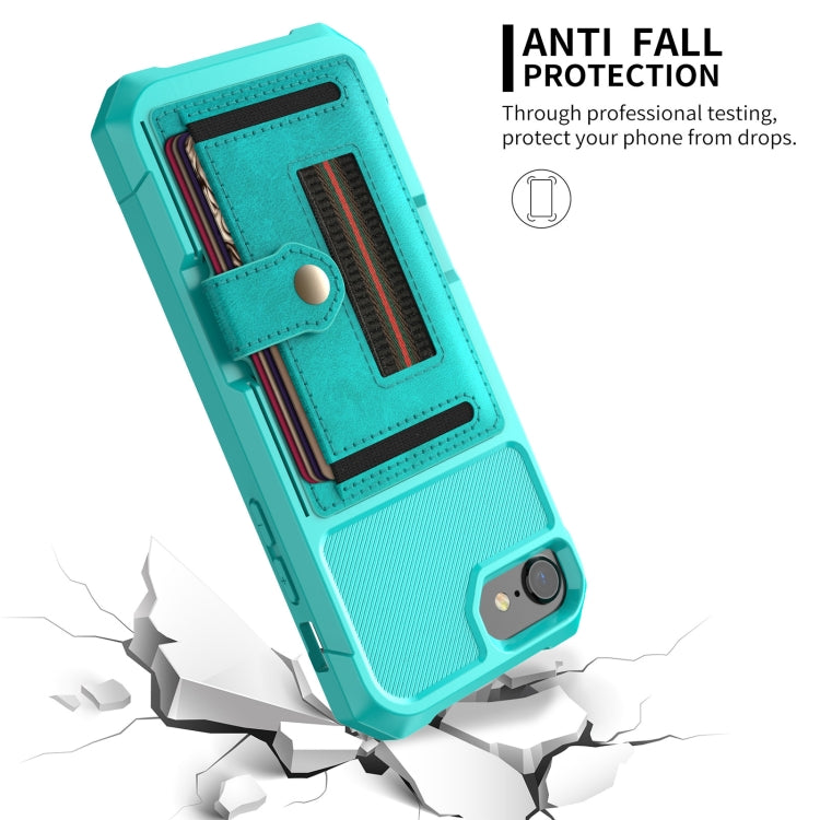 For iPhone SE 2022 / SE 2020 / 8 / 7 / 6 ZM06 Card Bag TPU + Leather Phone Case