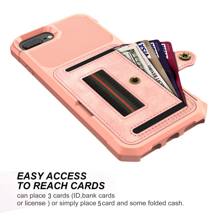 ZM06 Card Bag TPU + Leather Phone Case For iPhone 8 Plus / 7 Plus / 6 Plus