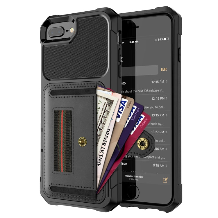 ZM06 Card Bag TPU + Leather Phone Case For iPhone 8 Plus / 7 Plus / 6 Plus