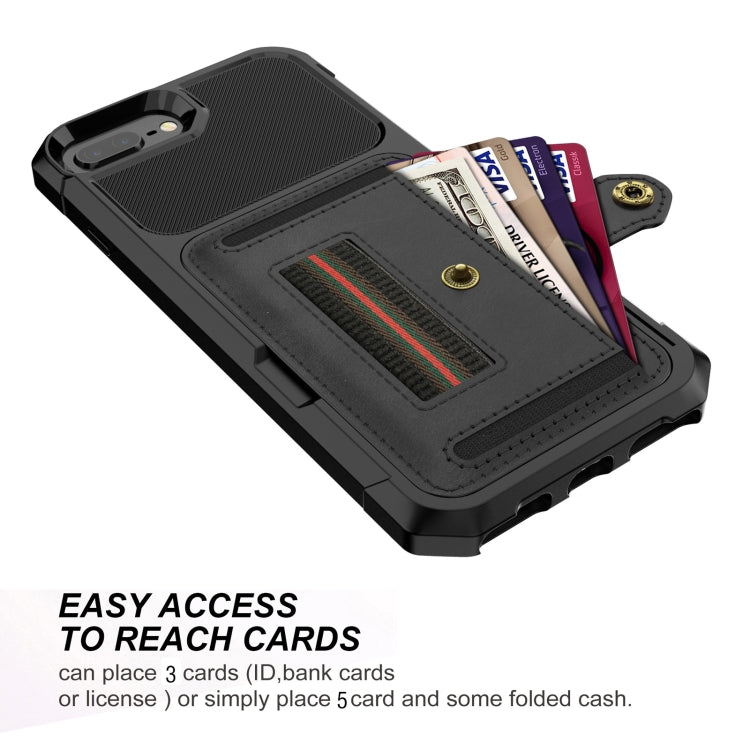 ZM06 Card Bag TPU + Leather Phone Case For iPhone 8 Plus / 7 Plus / 6 Plus