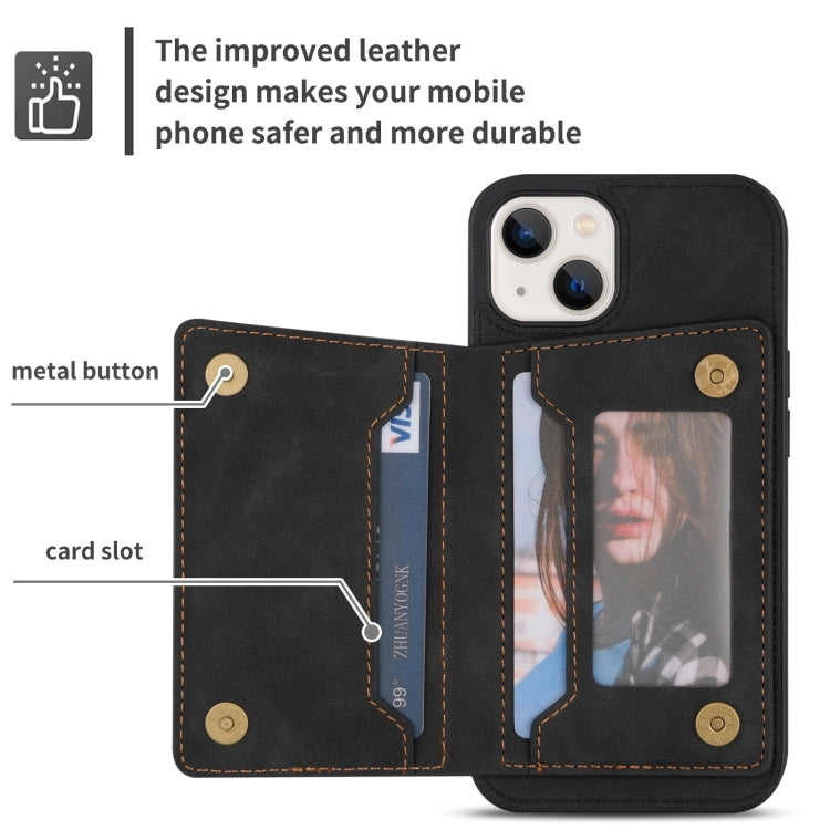 For iPhone 14 Zipper Card Holder Phone Case