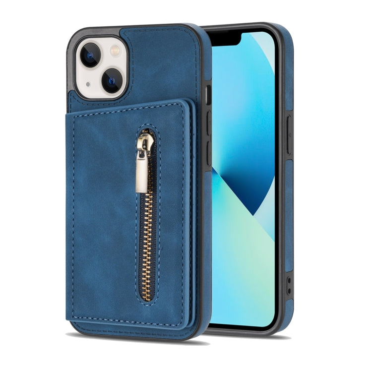 For iPhone 14 Zipper Card Holder Phone Case