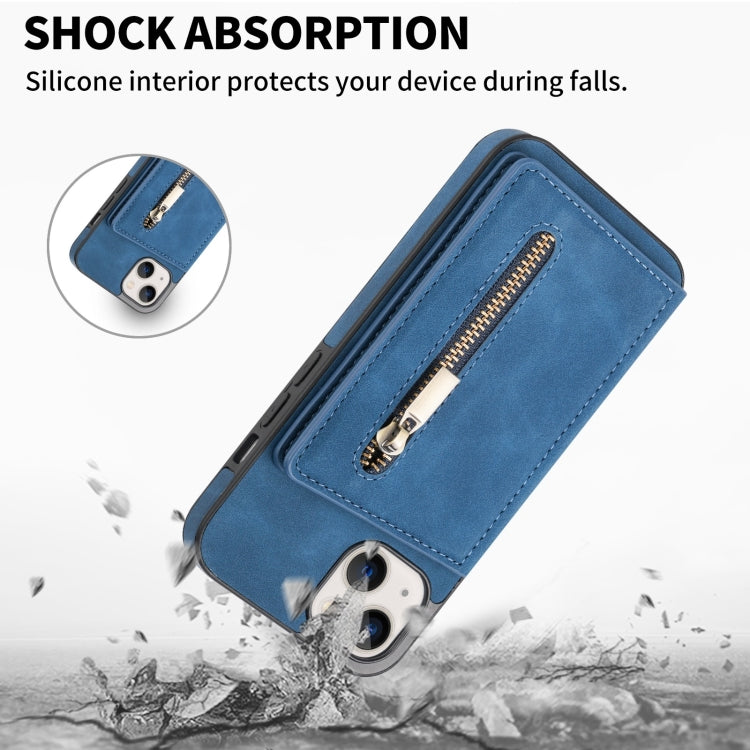 For iPhone 14 Zipper Card Holder Phone Case