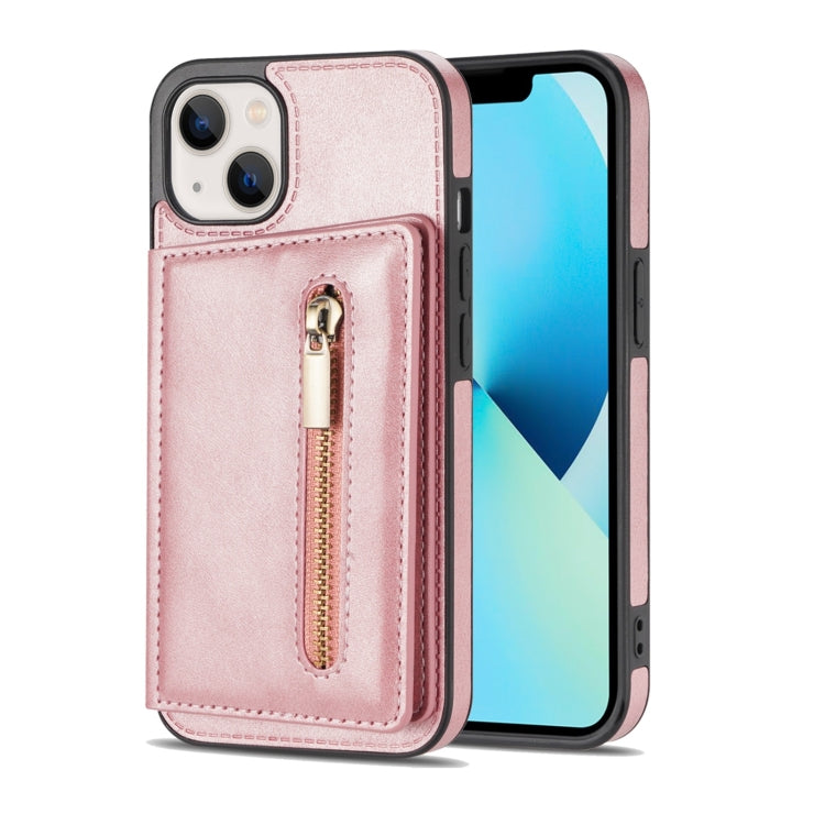 For iPhone 14 Zipper Card Holder Phone Case