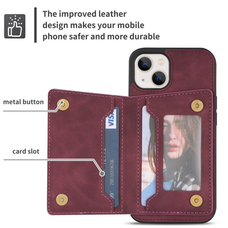 For iPhone 14 Plus Zipper Card Holder Phone Case