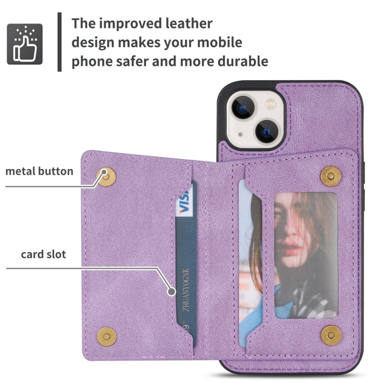 For iPhone 14 Plus Zipper Card Holder Phone Case
