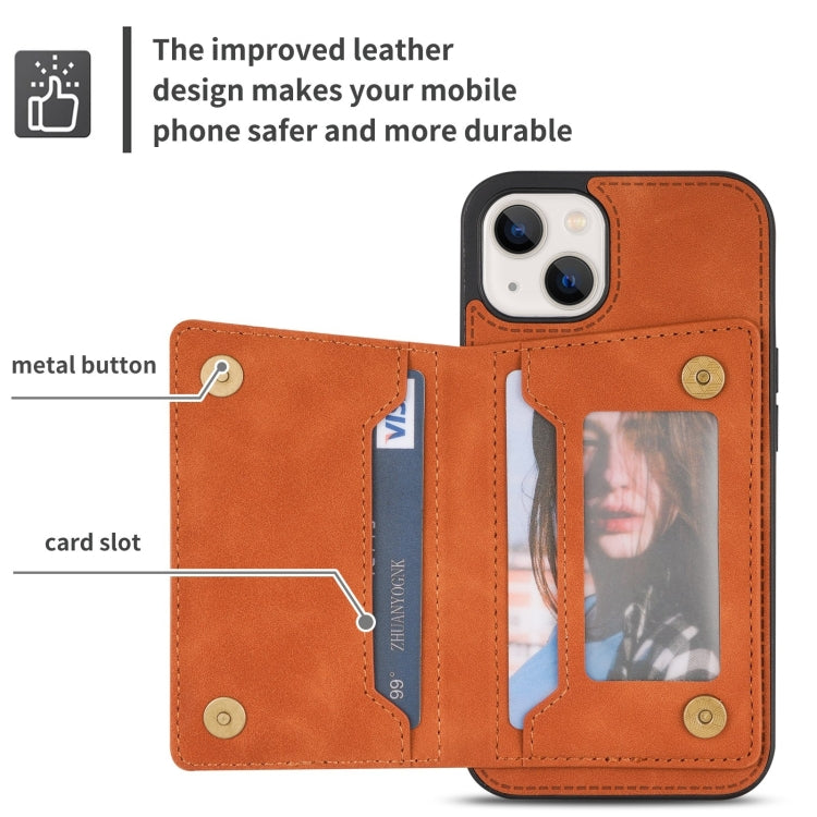 For iPhone 14 Plus Zipper Card Holder Phone Case