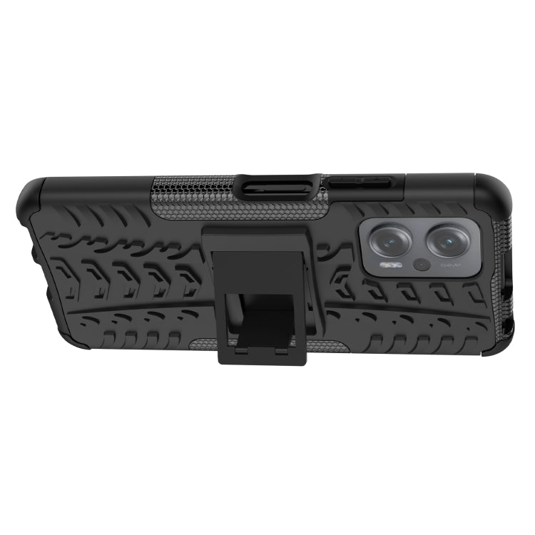 For Xiaomi Redmi Note 11T Pro Tire Texture TPU + PC Phone Case with Holder