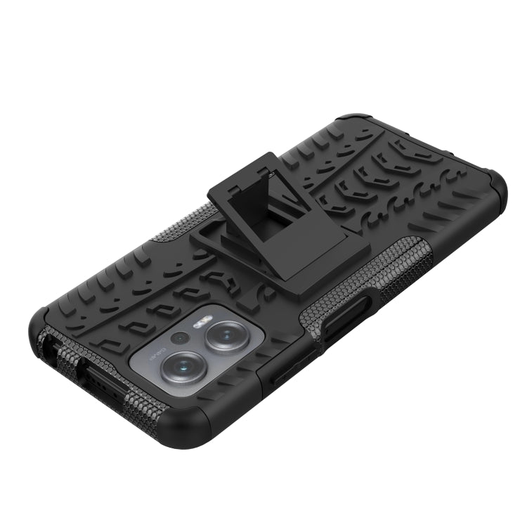 For Xiaomi Redmi Note 11T Pro Tire Texture TPU + PC Phone Case with Holder
