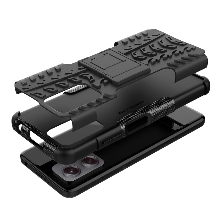 For Xiaomi Redmi Note 11T Pro Tire Texture TPU + PC Phone Case with Holder