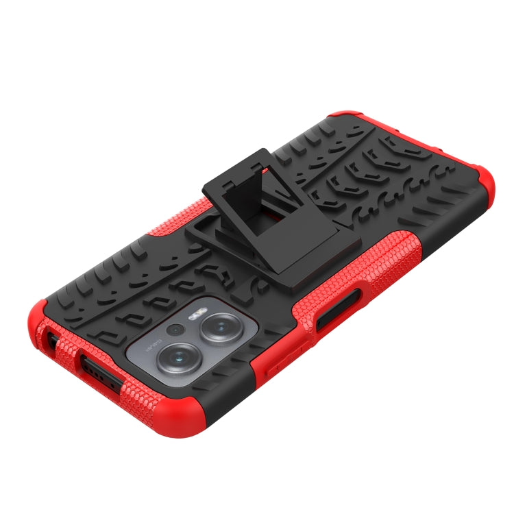 For Xiaomi Redmi Note 11T Pro Tire Texture TPU + PC Phone Case with Holder