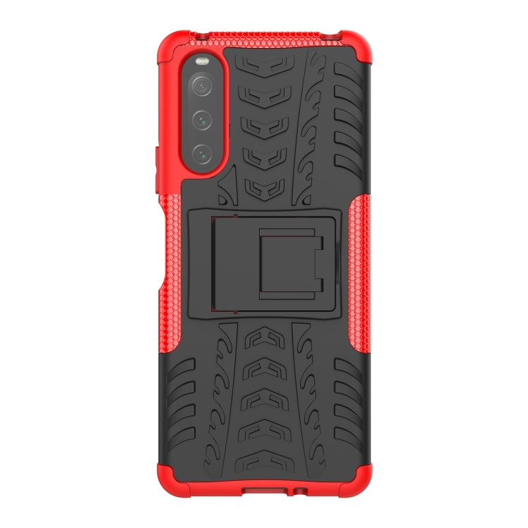 For Sony Xperia 10 IV Tire Texture TPU + PC Phone Case with Holder