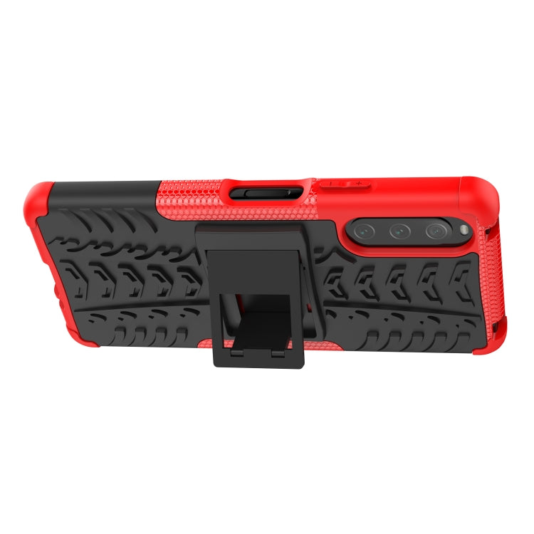 For Sony Xperia 10 IV Tire Texture TPU + PC Phone Case with Holder