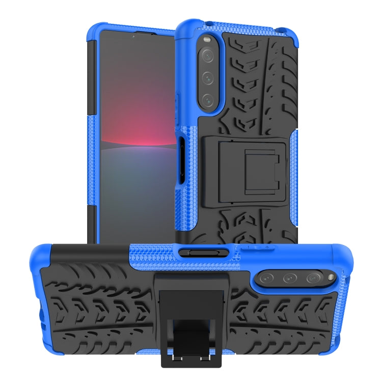 For Sony Xperia 10 IV Tire Texture TPU + PC Phone Case with Holder