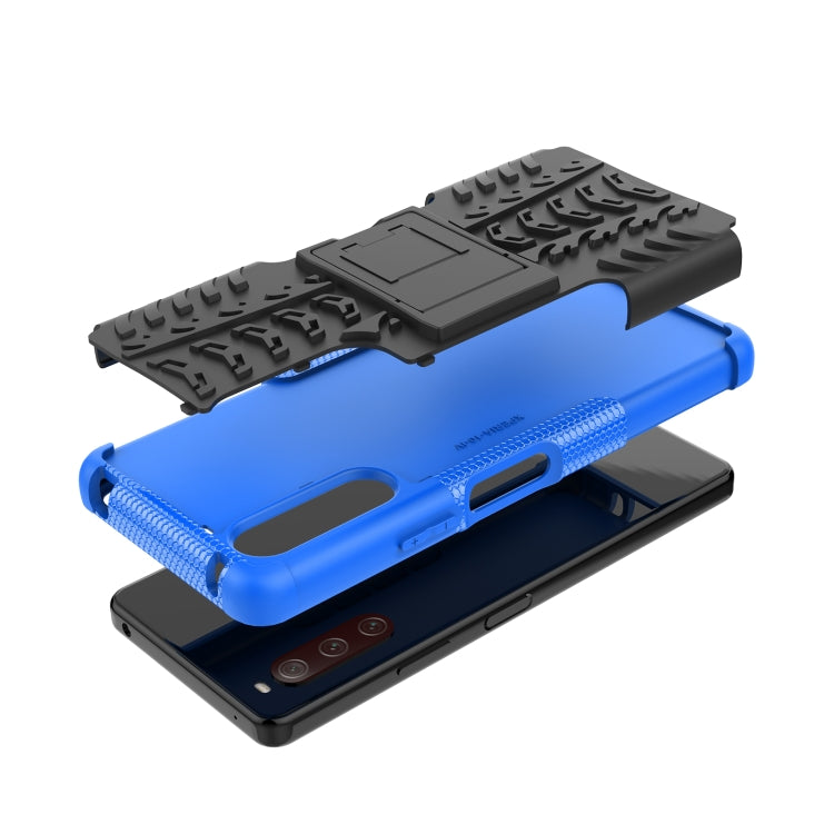 For Sony Xperia 10 IV Tire Texture TPU + PC Phone Case with Holder