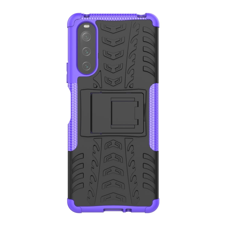 For Sony Xperia 10 IV Tire Texture TPU + PC Phone Case with Holder