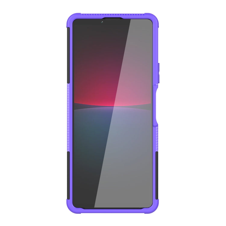For Sony Xperia 10 IV Tire Texture TPU + PC Phone Case with Holder