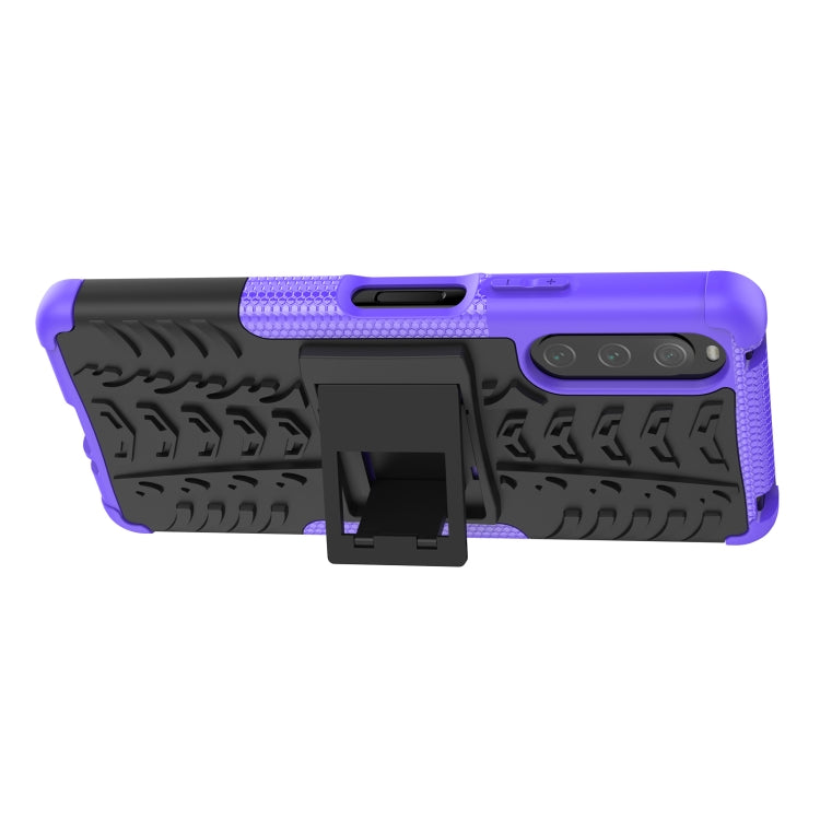 For Sony Xperia 10 IV Tire Texture TPU + PC Phone Case with Holder