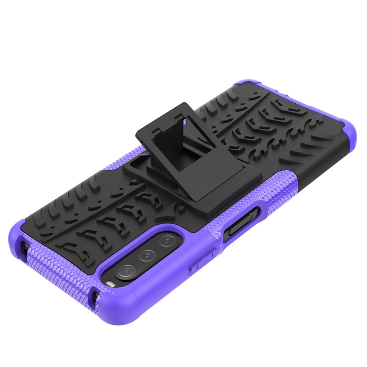 For Sony Xperia 10 IV Tire Texture TPU + PC Phone Case with Holder