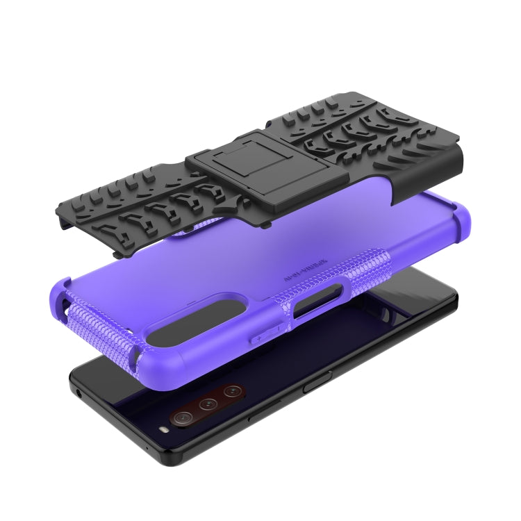 For Sony Xperia 10 IV Tire Texture TPU + PC Phone Case with Holder