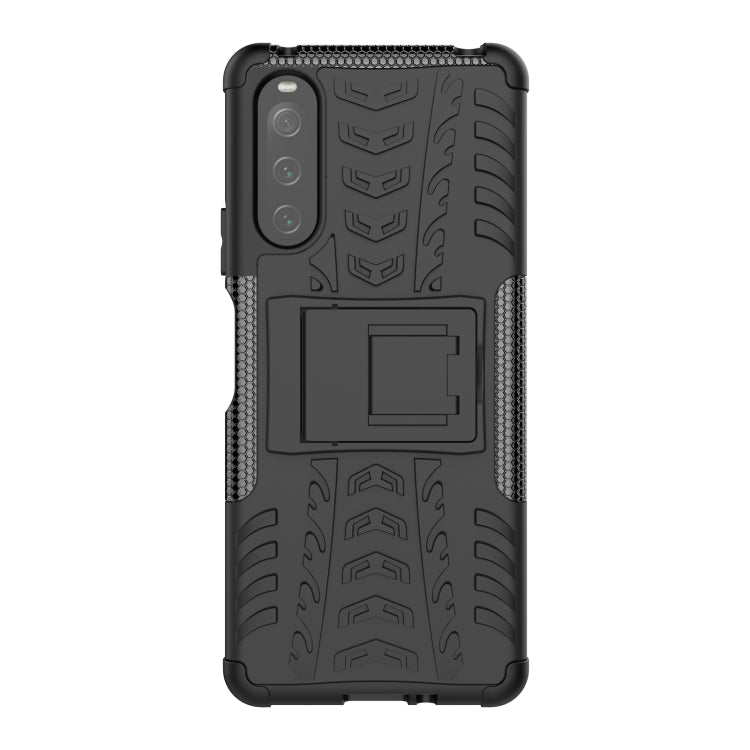 For Sony Xperia 10 IV Tire Texture TPU + PC Phone Case with Holder