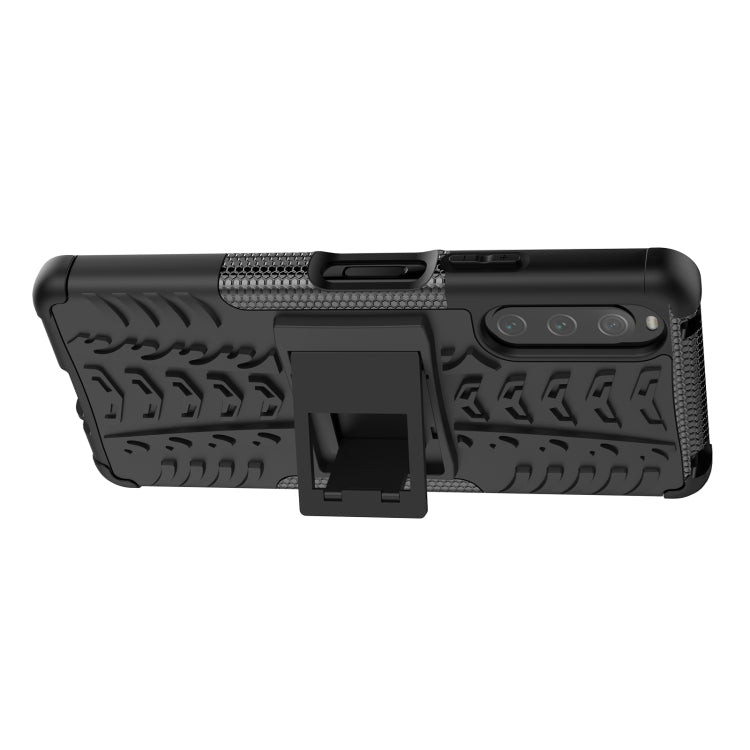 For Sony Xperia 10 IV Tire Texture TPU + PC Phone Case with Holder