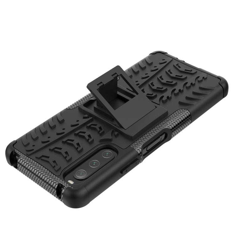 For Sony Xperia 10 IV Tire Texture TPU + PC Phone Case with Holder