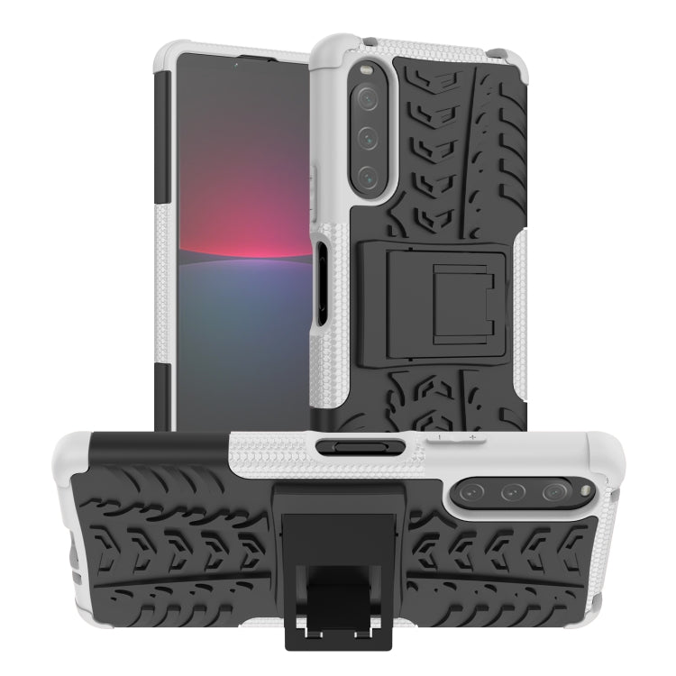 For Sony Xperia 10 IV Tire Texture TPU + PC Phone Case with Holder
