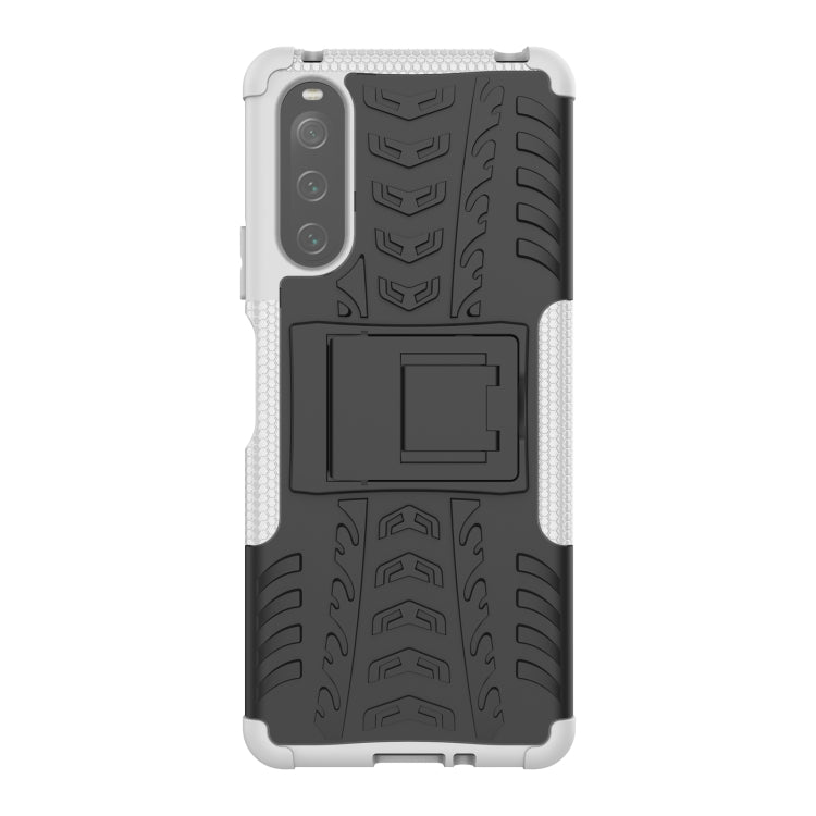 For Sony Xperia 10 IV Tire Texture TPU + PC Phone Case with Holder