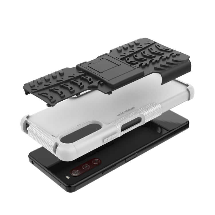 For Sony Xperia 10 IV Tire Texture TPU + PC Phone Case with Holder