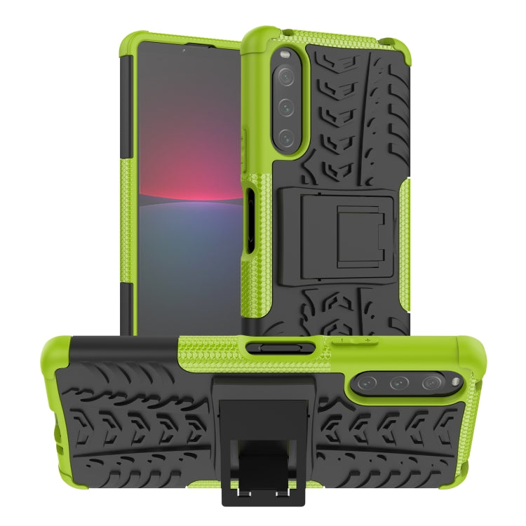 For Sony Xperia 10 IV Tire Texture TPU + PC Phone Case with Holder