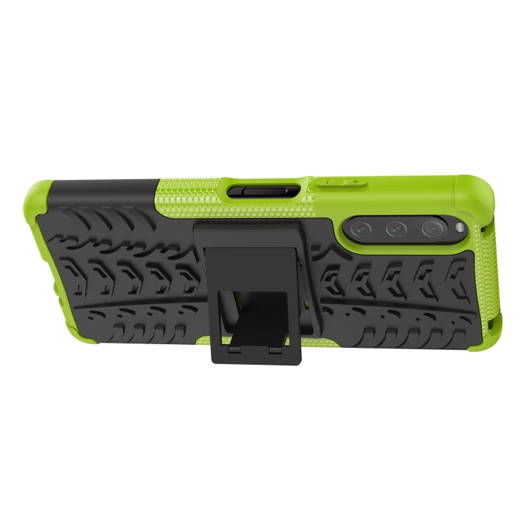 For Sony Xperia 10 IV Tire Texture TPU + PC Phone Case with Holder