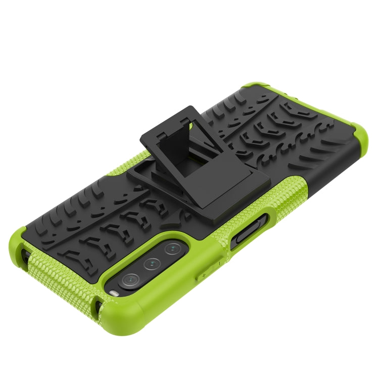 For Sony Xperia 10 IV Tire Texture TPU + PC Phone Case with Holder