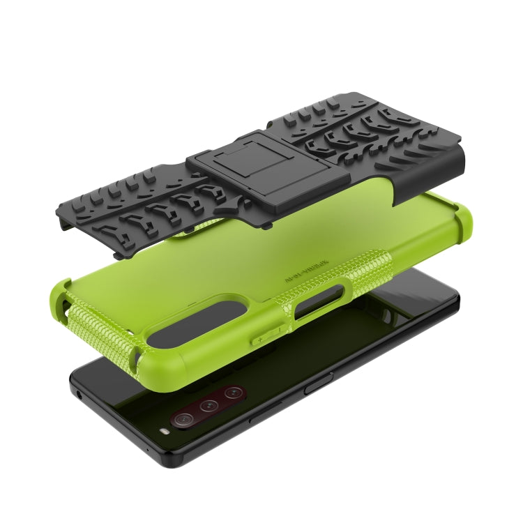 For Sony Xperia 10 IV Tire Texture TPU + PC Phone Case with Holder
