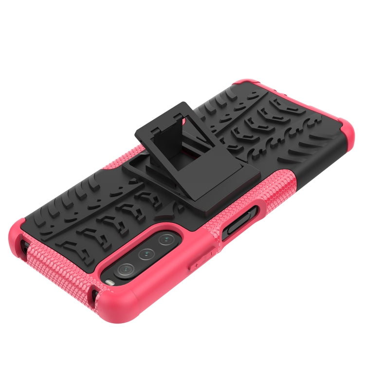 For Sony Xperia 10 IV Tire Texture TPU + PC Phone Case with Holder