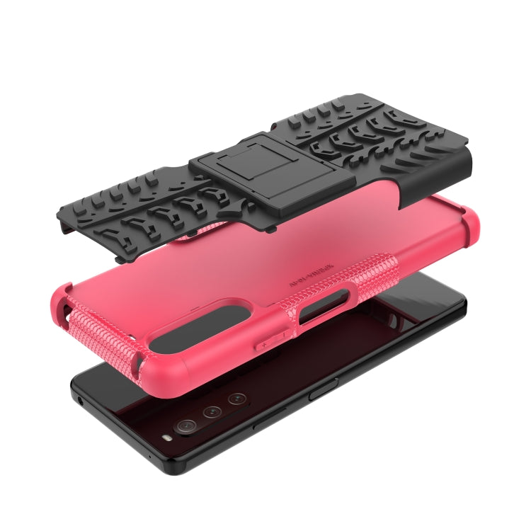 For Sony Xperia 10 IV Tire Texture TPU + PC Phone Case with Holder