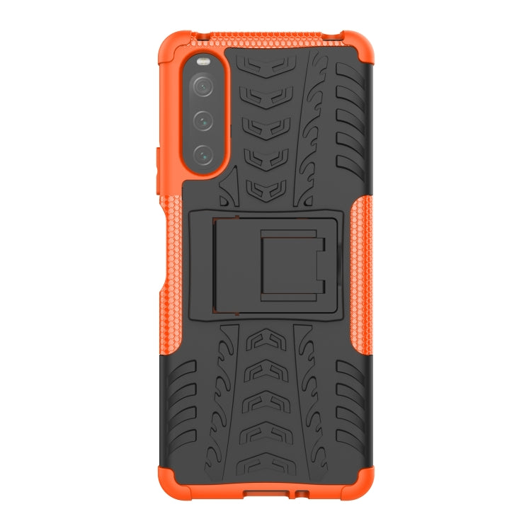 For Sony Xperia 10 IV Tire Texture TPU + PC Phone Case with Holder