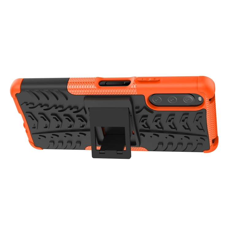 For Sony Xperia 10 IV Tire Texture TPU + PC Phone Case with Holder