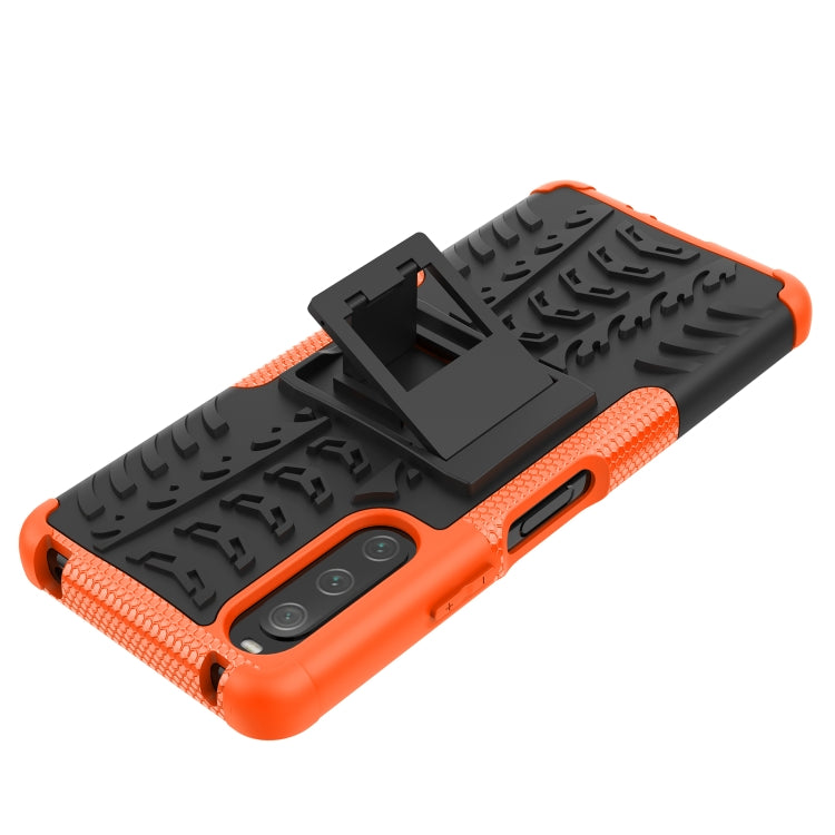For Sony Xperia 10 IV Tire Texture TPU + PC Phone Case with Holder