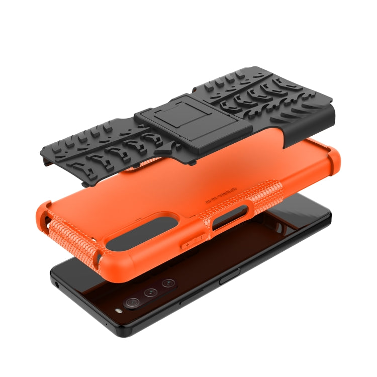 For Sony Xperia 10 IV Tire Texture TPU + PC Phone Case with Holder