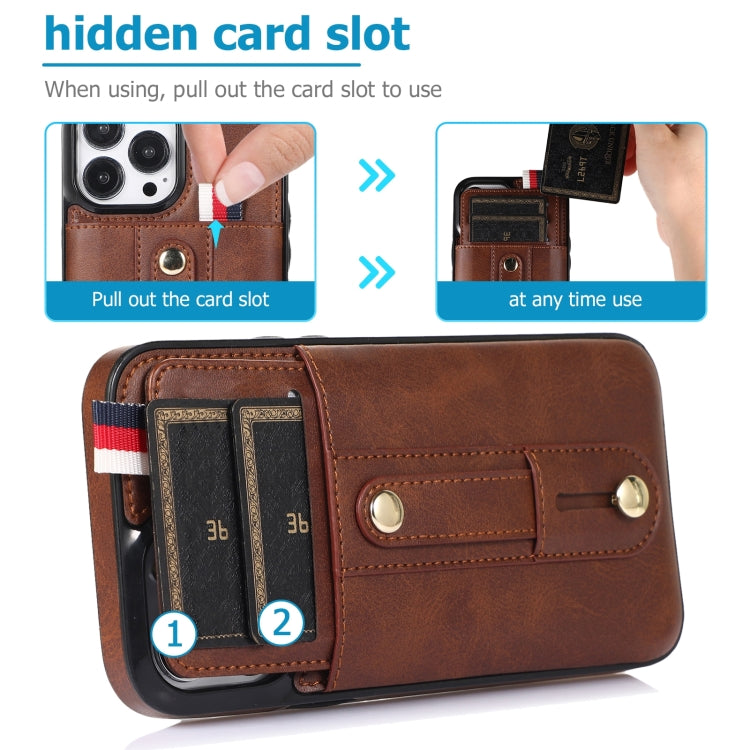 For iPhone 14 Pro Max Wristband Kickstand Wallet Leather Phone Case