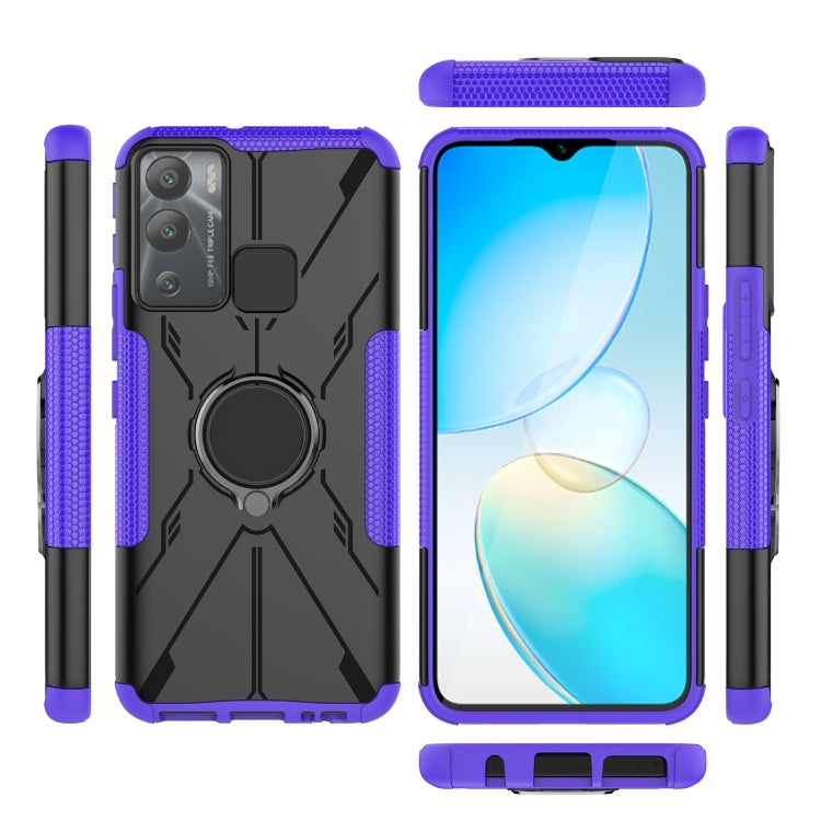 For Infinix Hot 12i Armor Bear Shockproof PC + TPU Phone Case with Ring
