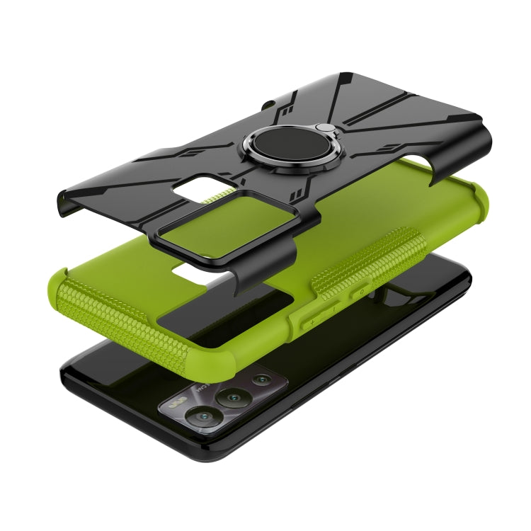 For Infinix Hot 12i Armor Bear Shockproof PC + TPU Phone Case with Ring