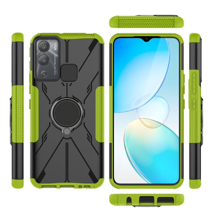 For Infinix Hot 12i Armor Bear Shockproof PC + TPU Phone Case with Ring