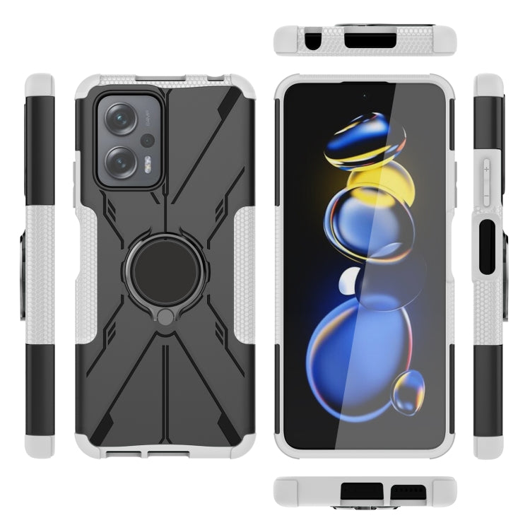 For Xiaomi Redmi Note 11T Pro Armor Bear Shockproof PC + TPU Phone Case with Ring